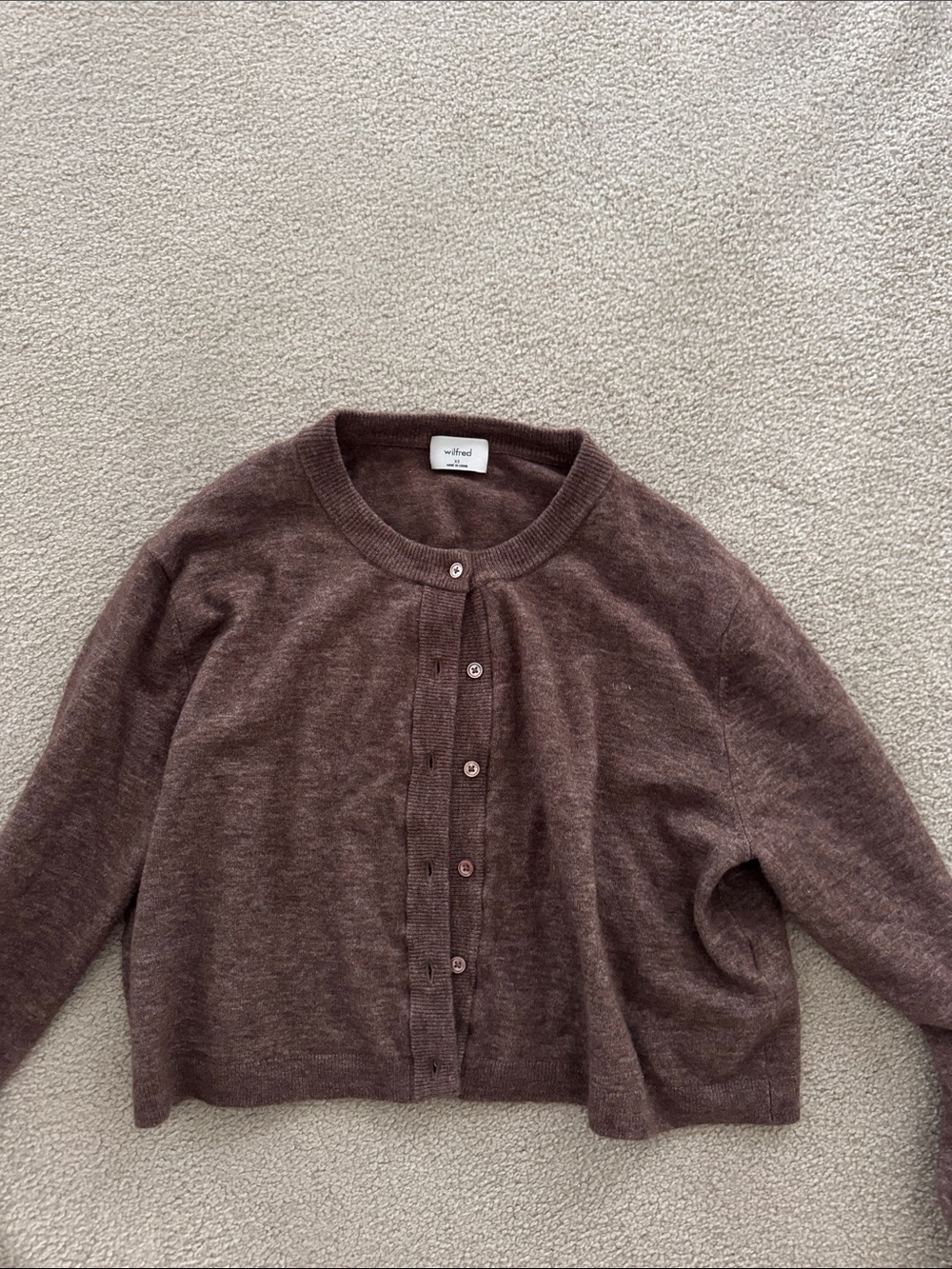 Wilfred Brown Button-Front Crewneck Cardigan